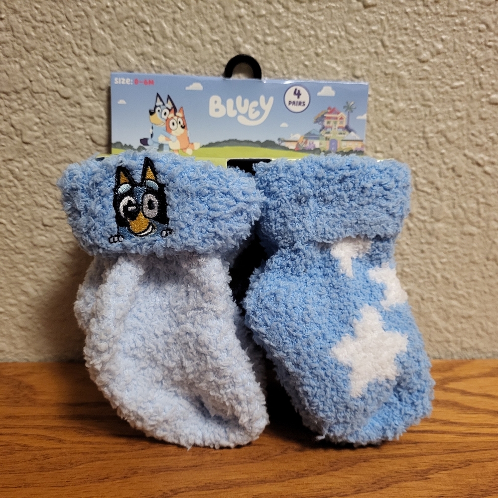 NWT Ludo Studio Bluey 4 Pairs Turncuff Socks Size: 0 - 6M
